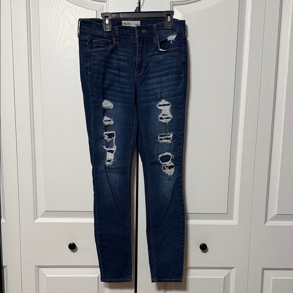 Mudd Women's Navy Distressed Skinny Jeans